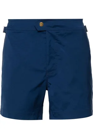 Tom Ford Logo-buckle compact-poplin swim shorts