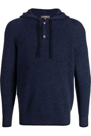 N.PEAL Half-button ribbed hoodie