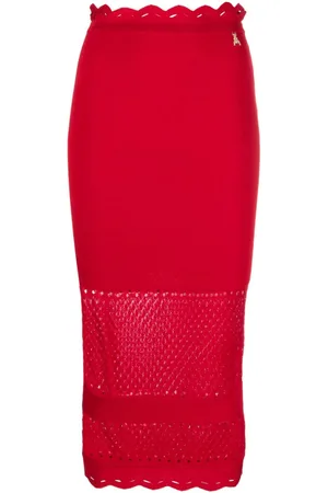 Patrizia Pepe Pointelle knit ribbed fitted skirt