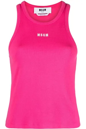 Msgm Embroidered-logo ribbed tank top