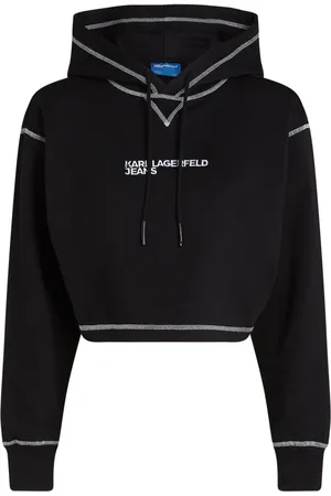 Karl Lagerfeld Logo-embroidered cropped hoodie