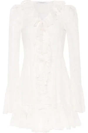 Serafini Ruffle-trim lace mini dress