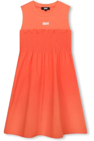 DKNY Logo-print smocked dress