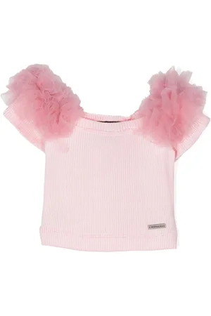 MONNALISA Ruffled fine-ribbed top