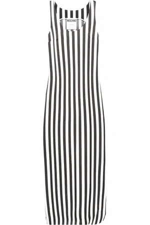 Moschino Scoop-neck striped long dress