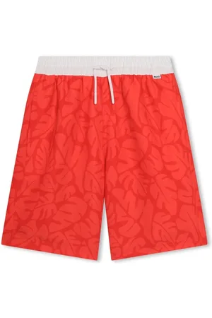 HUGO BOSS Graphic-print drawstring-waistband swim shorts