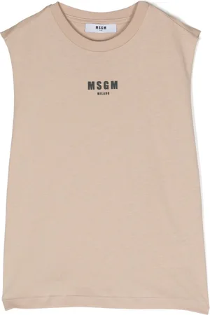 Msgm Logo-flocked raw-cut tank top
