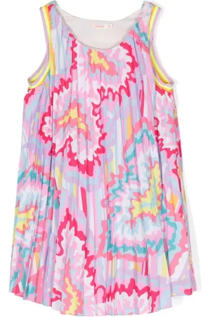 Billieblush Abstract-print plissé dress