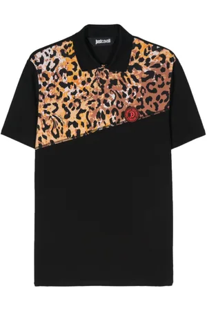 Roberto Cavalli Leopard-print logo-detail polo shirt