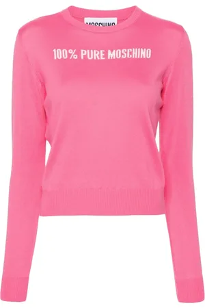 Moschino Slogan intarsia-knit jumper