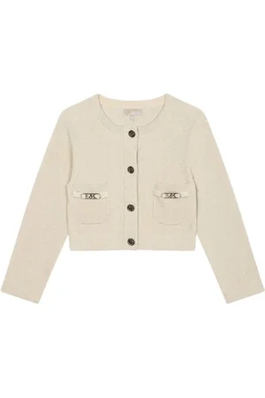 Michael Kors Logo-plaque ribbed-knit cardigan
