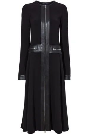 Proenza Schouler Faux-leather trim long-sleeved midi dress
