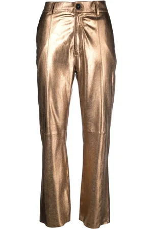 FORTE FORTE High-waist tapered-leg leather trousers