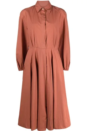 FORTE FORTE Puff-sleeves pleated cotton shirtdress