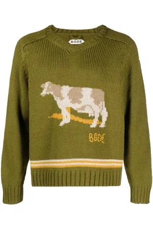 BODE Marin patterned-jacquard jumper - Green
