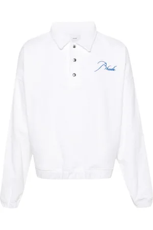 Rhude Logo-embroidered towelling-finish polo shirt