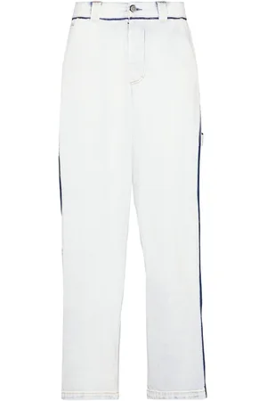 Maison Margiela Contrasting-trim mid-rise wide-leg jeans