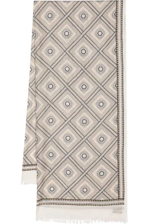 N.PEAL Patterned-intarsia cashmere scarf