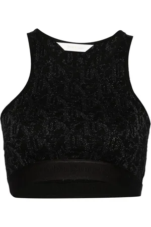 Palm Angels Monogram-jacquard crop top