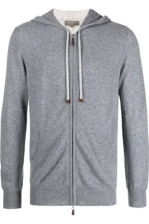 N.PEAL Zip-up knit cashmere hoodie