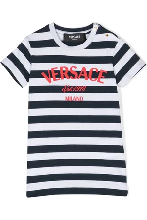 VERSACE Logo-print nautical-stripe T-shirt