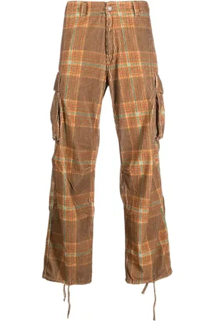 Slim-Fit Flared Printed Cotton-Blend Corduroy Trousers