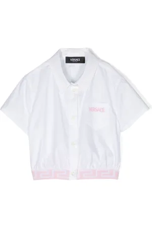 VERSACE Logo-embroidered cotton shirt