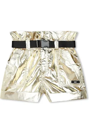 DKNY Laminated belted mini shorts