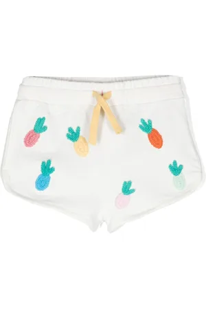 Stella McCartney Pineapple-embroidered cotton shorts