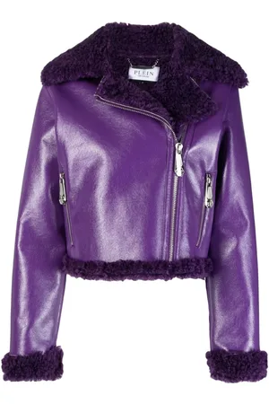 Philipp Plein Faux shearling-trim biker jacket