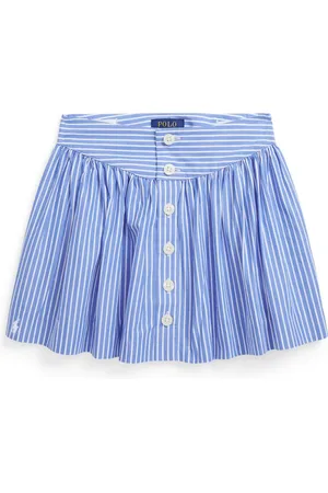 Ralph Lauren Striped logo-embroidered cotton skirt