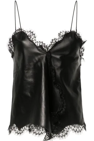 OFF-WHITE Lace-trim leather top