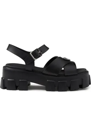 Prada Sport Platform Sandals Ankle Strap Black Made In Italy Size EU 38.5  US 8.5 | eBay