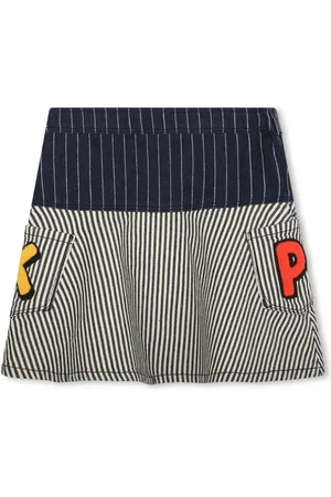 Kenzo Panelled striped washed denim skirt