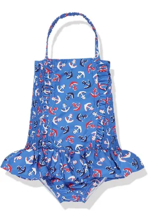 Rachel Riley Anchor-print ruched swimsuit