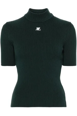 Courrèges Reedition logo-patch knitted top