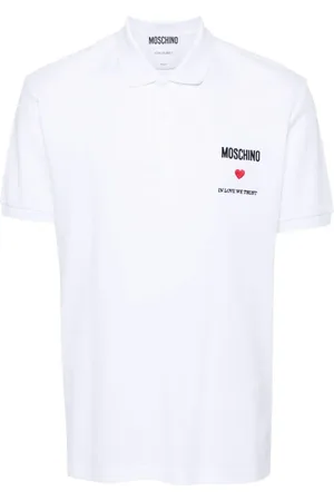 Moschino Embroidered-quote polo shirt