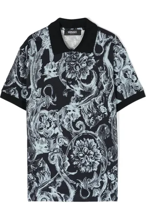 VERSACE Barocco-print piqu??-weave polo shirt