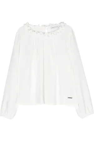 MONNALISA Logo-plaque ruffled blouse