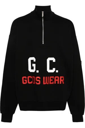 GCDS Logo-print half-zipped sweatshirt
