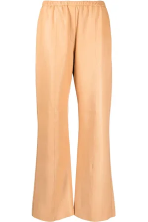 FORTE FORTE Elasticated-waist straight-leg leather trousers