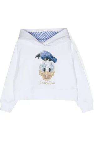 MONNALISA Graphic-print rhinestone-embellished hooded