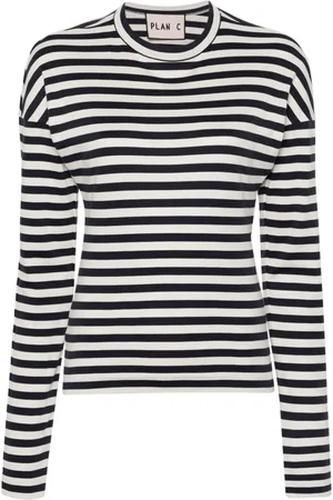 Plan C Striped draped cotton top