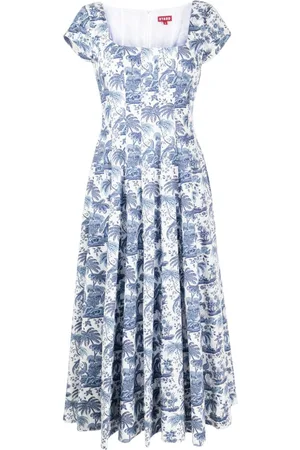 Staud Wells graphic-print cotton midi dress
