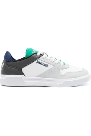 Roberto Cavalli Logo-print panelled leather sneakers