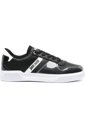 Roberto Cavalli Logo-print panelled leather sneakers