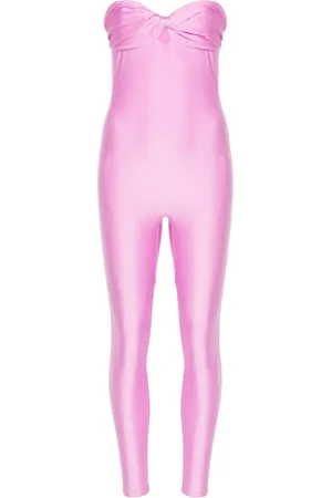 The Andamane Kendall Shiny Stretch Lycra Jumpsuit in Pink