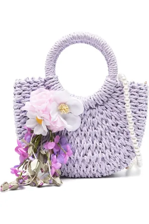 MONNALISA Woven-raffia tote bag