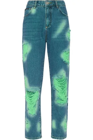 Philipp Plein Tie-dye frayed jeans