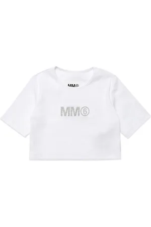 Maison Margiela Logo-print ribbed crop top